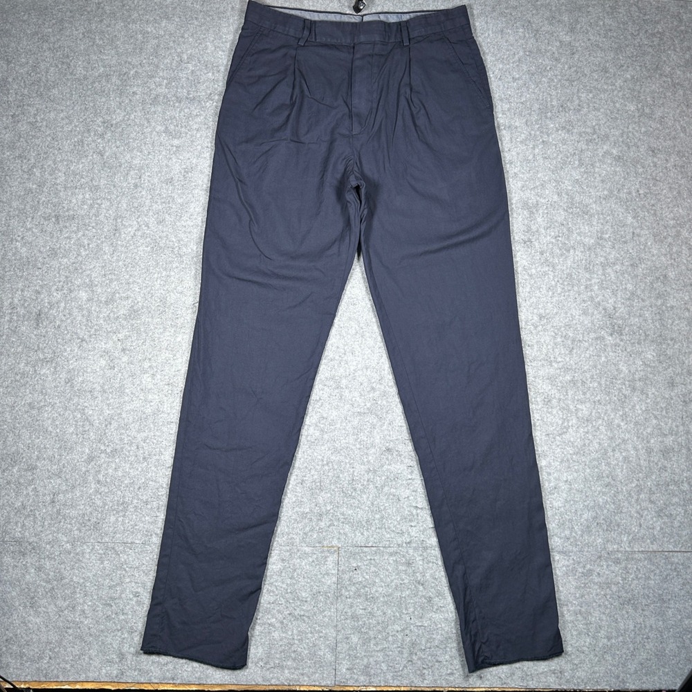 Ermenegildo Zegna Dress pant Men 52(31x33) Navy Blue Chino Cotton Luxury Italian